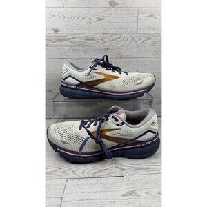 Brooks Women's 8 B Ghost 15 Running Shoes White/Blue/Pink/Copper #382